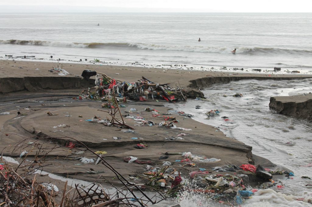 Plastic Bag Pollution on Beach