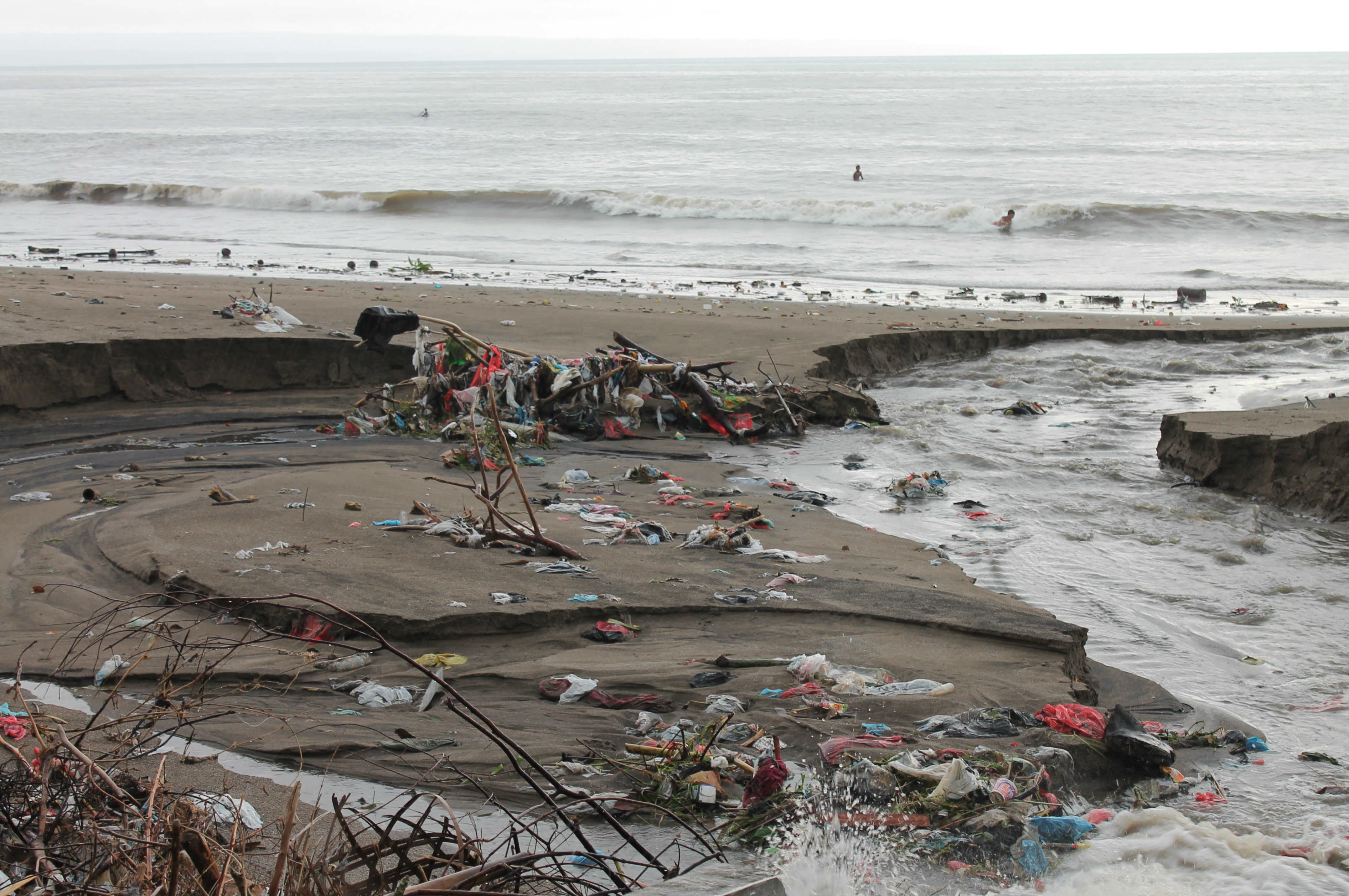 Plastic pollution at a beach in Indonesiach-in-Indonesia